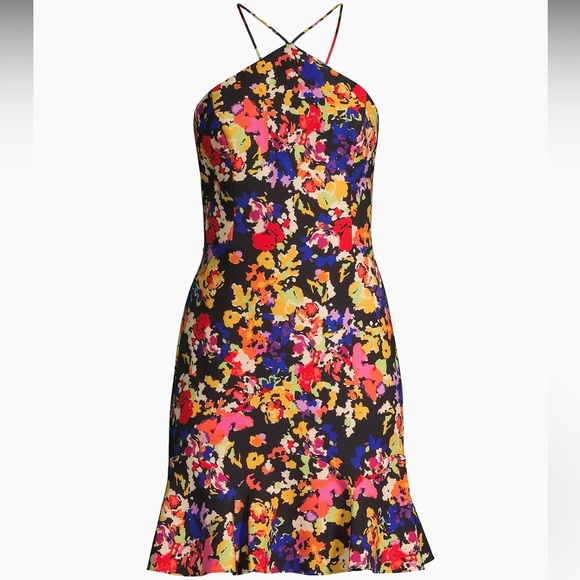 New Aidan by Aidan Mattox Abstract Print Crepe Fit & Flare halter mini dress - Picture 6 of 15
